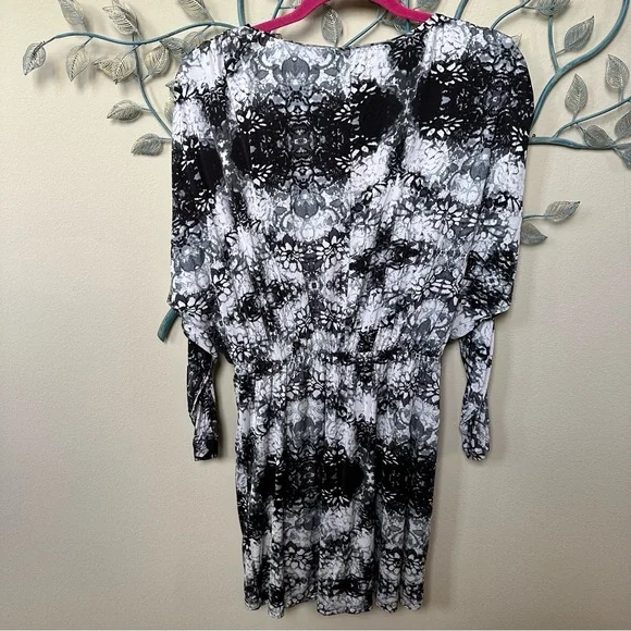 Parker Catalina black & white floral pattern mini dressSz M